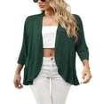 thumbnail image 3 of Women‘s Casual Lightweight Open Front Cardigans Soft Draped Ruffles 3/4 Sleeve Cardigan S-XL, 3 of 6