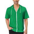 thumbnail image 1 of INSPIRE CHIC Men's Short Sleeve Hoodies Solid Color Zip Up Jackets with Hood S Bright Green, 1 of 7
