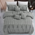 thumbnail image 1 of JML Cal King Comforter Set 7 piece,Microfiber Needle Stitch Pinch Pleat Comforter Bed in A Bag, 1 of 5