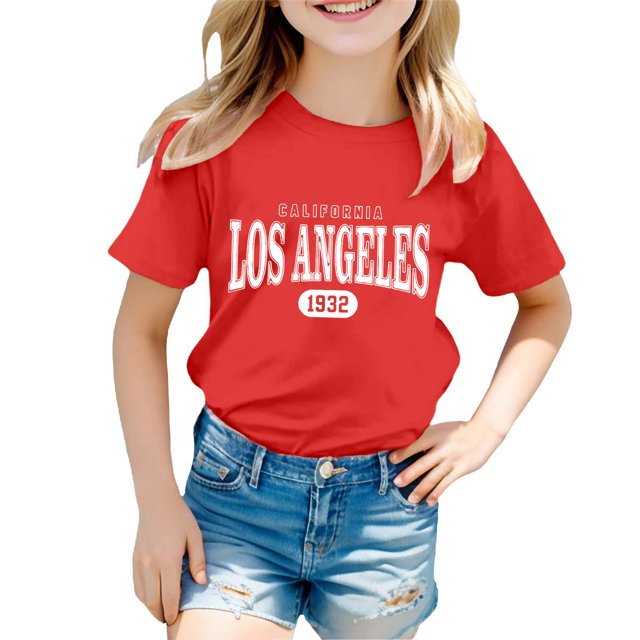 Camisole avec Soutien-Gorge, Mode Décontractée pour Enfants, Imprimé, Col Rond, Manches Courtes, T-Shirt Ample