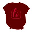 thumbnail image 5 of Chandails à Col Rond pour Couples Assortis, Imprimé de Lettres de la Saint-Valentin, Légers, Manches Courtes, T-Shirts Classiques, Coupe Ample, Confortables, Doux, Chemisiers pour Lui et Elle, Vêtements de Vacances, Bourgogne, TTG, 5 of 5