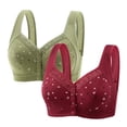 thumbnail image 1 of Plebaso 2 Pack Everyday Bras for Women Front Closure No Underwire Comfort Bras Ladies Full Coverage Bralettes, 1 of 2