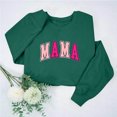 thumbnail image 2 of Culottes pour Femmes Chandail Maman Femmes Surdimensionné Paillettes Patch Maman Chandails à Col Rond Maman Imprimé Manches Longues Ample Mode Chandail TP Vert, 2 of 7