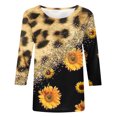 thumbnail image 5 of Pompotops T-shirt Ample à Imprimé Léopard pour Femme, Manches 3/4, Col Rond, Haut Décontracté, Liquidation, 5 of 5