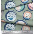 thumbnail image 3 of Soimoi Silk Fabric Circle,Fish & Cute Animals Patchwork Print Fabric by Yard 42 Inch Wide, 3 of 3