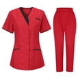 thumbnail image 1 of Womens Uniforms Soft Stretch Jogger Scrub Set with Pockets Linen Pants Sets Women 2 Piece Outfits XXL, 1 of 2