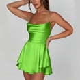 thumbnail image 3 of AherBiu Satin Dress for Women Sleeveless Crossover Strap Hollow Back Ruffle Layered Party Mini Dress, 3 of 7