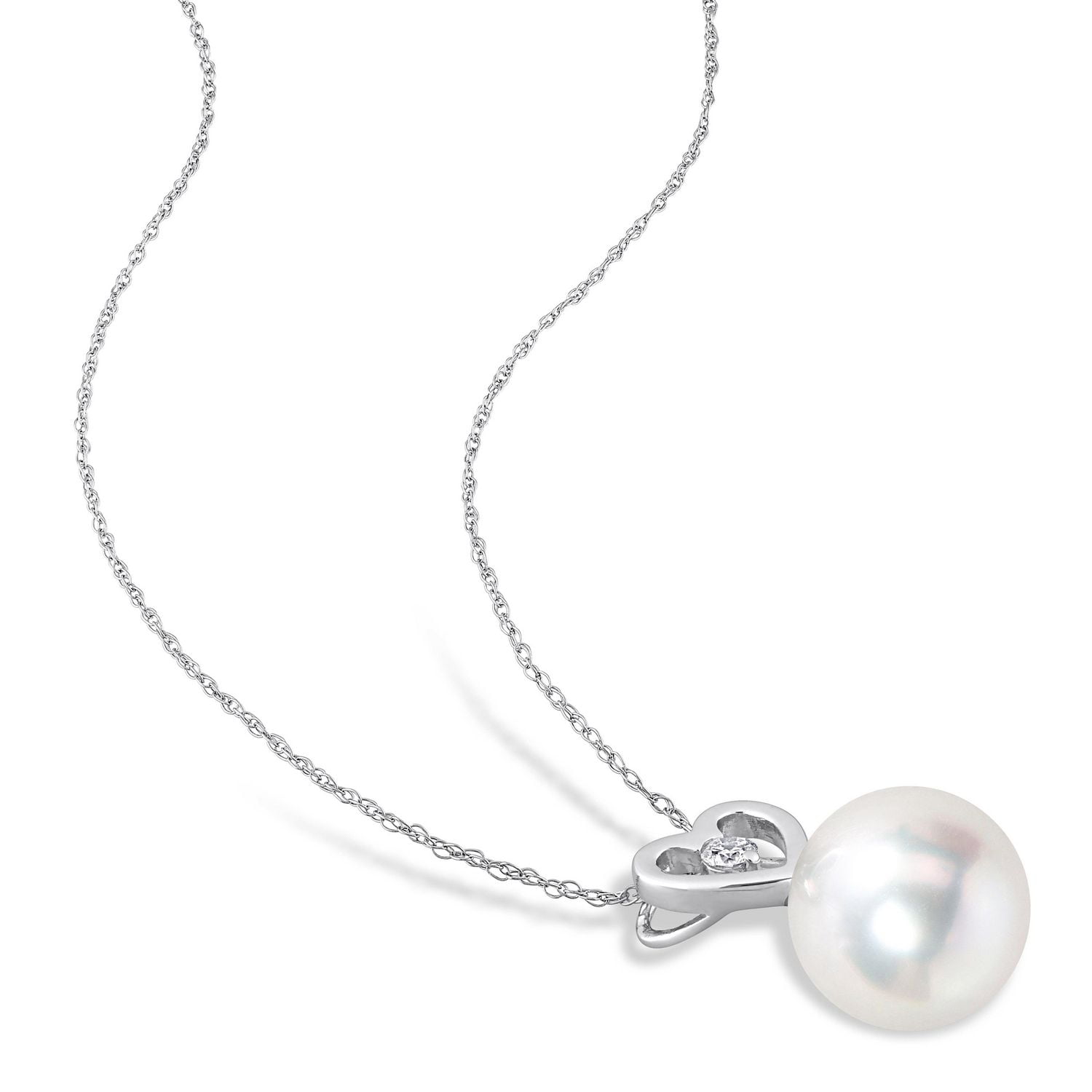 Collier Miabella avec perles culture mers du Sud et accents de diamants en or blanc 10K