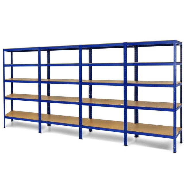 Gymax 4PCS 72'' Steel 5-tier Garage Shelf Metal Storage Adjustable Unit Blue
