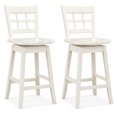 thumbnail image 1 of Gymax 2 Pcs Tabourets de Bar de Comptoir 24,5 Pouces Pivotants avec Dossier Ajouré Blanc, 1 of 8