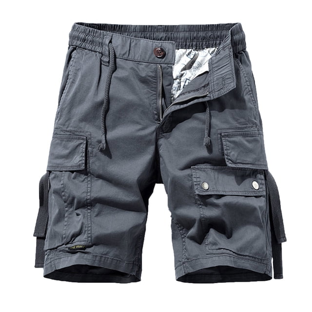 Birdeem Mens Summer Fashion Solid Color Casual Shorts Multi-Pocket Cargo Shorts