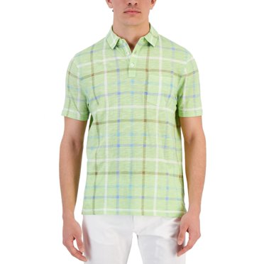 Club Room Polo à Carreaux Texturé pour Homme avec Poche et Carreaux à Carreaux, Vert Menthe, Moyen