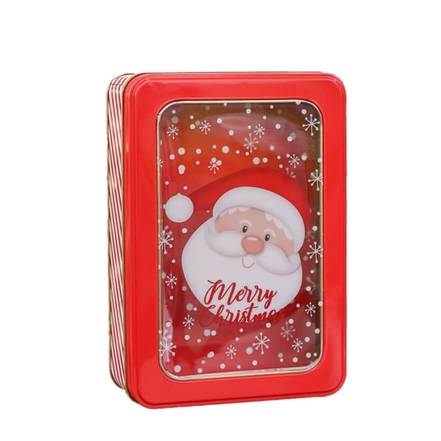 Bovemsi Christmas Candy Tin Box—Cookie Candy Storage Tins Christmas Cookie Tins Containers With Lids For Confectioneries Holiday Giving Square With Gold Christmas Card Tin Holder Boxes