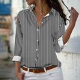 thumbnail image 2 of cfhntfmh Women's Button down Shirts Lounge Striped Print Long Sleeve Collared Blouses Fall Loose Work Tops, 2 of 4