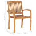 thumbnail image 4 of vidaXL Stacking Garden Chairs with Cushions 6 pcs Solid Teak Wood, 4 of 5