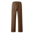 thumbnail image 3 of Weiqiqre Mens Pants New Linen Pants Drawstring Elastic Solid Color Loose Casual Trousers Lightweight Slight Stretch, and Regular Fit for All-Season Going Out, 3 of 5