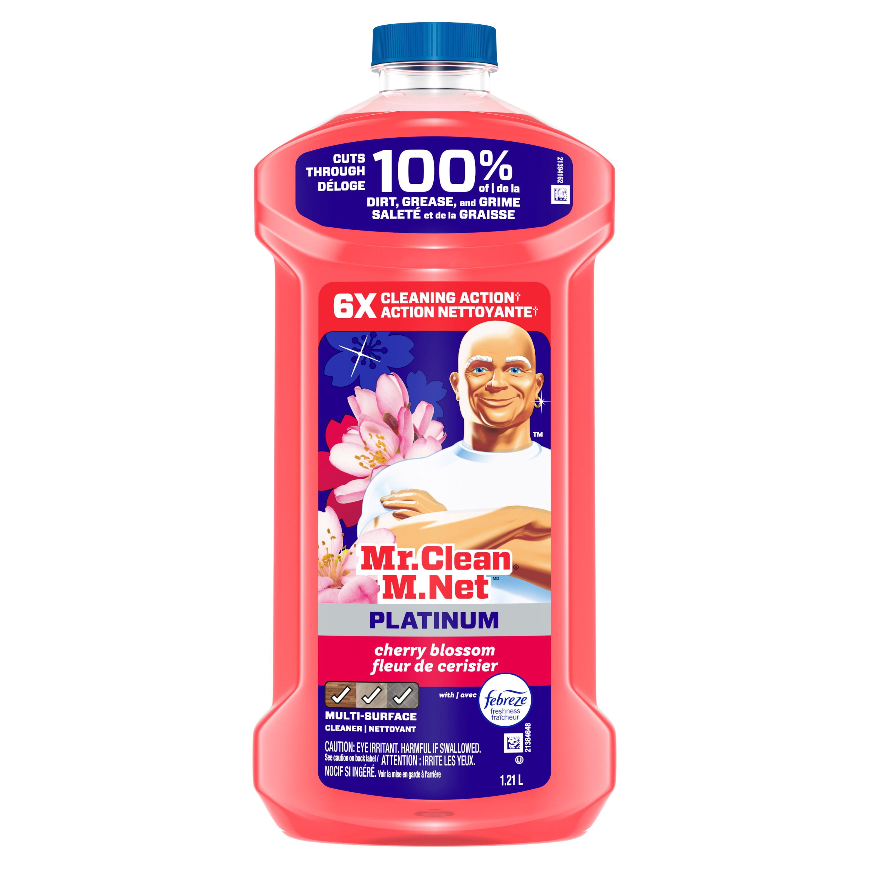 Nettoyant tout usage M. Net, nettoyant pour planchers, savon pour vadrouille, nettoyant liquide, Fleur de cerisier, 1,21 L