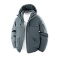 thumbnail image 2 of Mens Waterproof Jacket Men's Waterproof Hooded Jacket with Thick Long Sleeves in Solid Color Long Jacket for Men, 2 of 9
