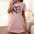 thumbnail image 2 of Mrat Chemise de Nuit pour Femme Chemise de Nuit pour Femme Tenue de Nuit Manches Courtes Chemise de Nuit Décontractée Imprimée Robe de Nuit Ample Confortable Pyjama S-79 Rose-A TTG, 2 of 7