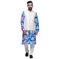 thumbnail image 1 of Atasi Kurta Pyjama Traditionnel Uni à Col Mandarin avec Ensemble de Veste Imprimée, 1 of 3