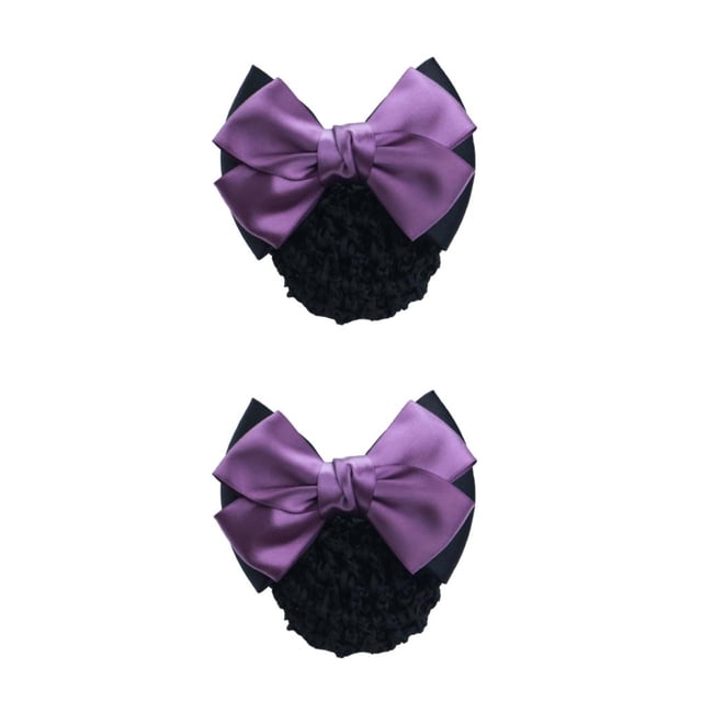 Baohd Wide Application Bow Work Hair Clips For Various Occasions Professional Hair Plate Mesh Pocket Two-Bows-purple 2Set