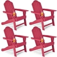 thumbnail image 1 of Costway Chaise Adirondack de Patio 4 Pcs Résistante aux Intempéries pour Jardin et Terrasse avec Porte-Gobelet Rouge, 1 of 7