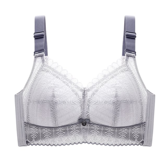 B91xZ Adjustable Strap Triangle Bra Plus Size Pure Comfort Seamless Bralette,Gray 34C