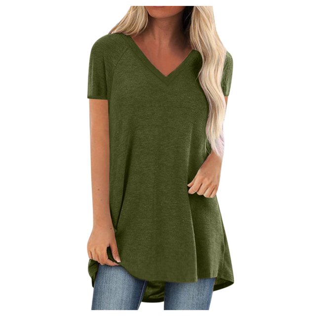 Fridja Femmes Mode Grande Taille Imprimer V Cou Manches Courtes T-shirt Blouse