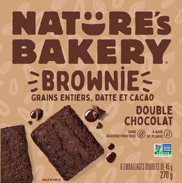 Nature's Bakery Double Chocolate Brownie Bars, Whole Grains, Real Cocoa, Soft Baked, Nut and Dairy Free, Plant Based, No Artificial Colours or Flavours, GMO-Free, 270g