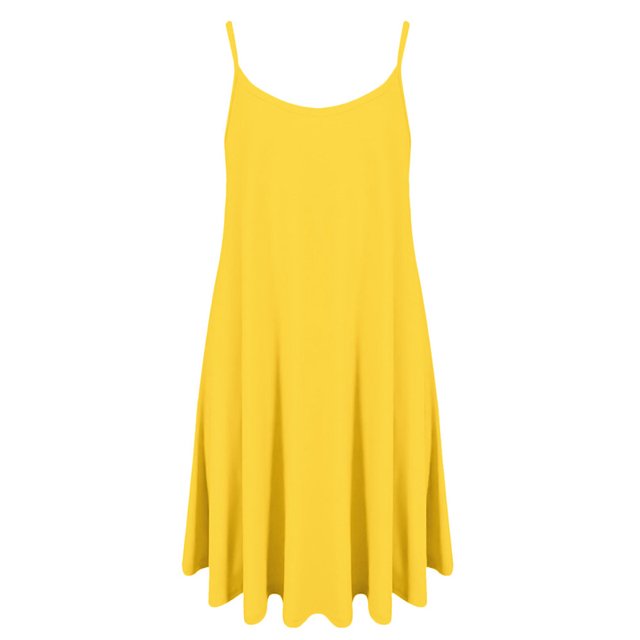 DYMADE Femmes Couleur Unie Spaghetti Sangle Décontractée Swing Sans Manches Robe d'Été Sans Manches