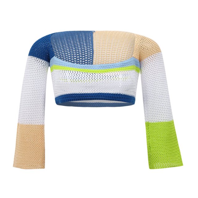 Pull Court pour Femmes Haut Ajouré Y2k/E Pull-Over Mode Urbaine pour Filles