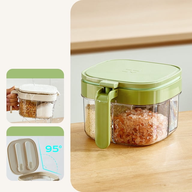 Kitchen Storage Containers Grid Seasoning Organizer Jars For Efficient And MSG Management