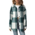 thumbnail image 1 of Xingqing Chemise-Veste à Carreaux Rétro pour Femme à Boutons, Veste en Mélange de Laine à Manches Longues, Manteau Vert m, 1 of 9