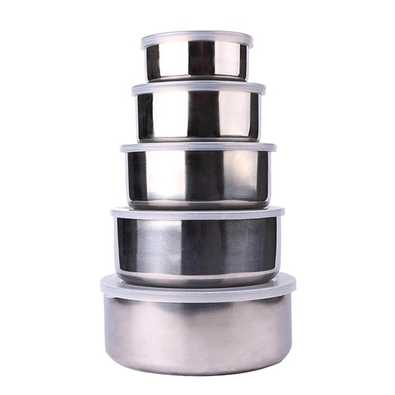 TIELUTT Stainless Steel Round Sealed Storage with Lid Thickened Kitchenware Set Stainless Cooker Vent Weight Cooker Cooking Utensils Set Stainless Steel with Container Japanese Kitchenware