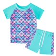 thumbnail image 3 of Girls Rash Guard 2-Piece Swimwear Fish Scale Pattern Swimwear Upf 50+ Uv for 4-12Y, 3 of 6