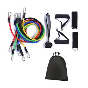 Complete 11-Piece Resistance Band Kit: 5 Latex Tubes (10-30lbs), 2 Foam Cushioned Handles, 2 Nylon Ankle Straps, 1 Nylon-Foam Door Anchor & Storage Bag – Portable Home/Gym Workout Equipment for