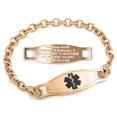 thumbnail image 1 of MedicEngraved Rose Gold Stainless Steel Custom Medical Alert Bracelet - 5mm Oval Link, 1 of 7