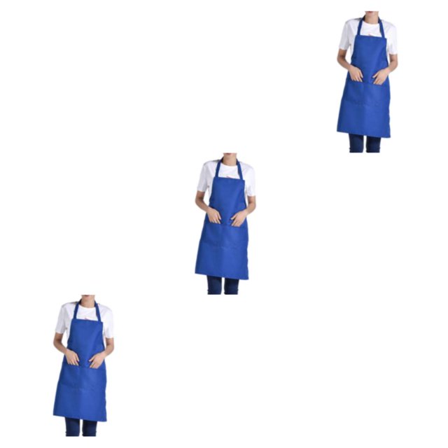 Transemion 12pcs Woman Apron With Pockets Efficient And Stylish Cooking Companion Adjustable Half-length Adult Apron Polyester blue 3Set