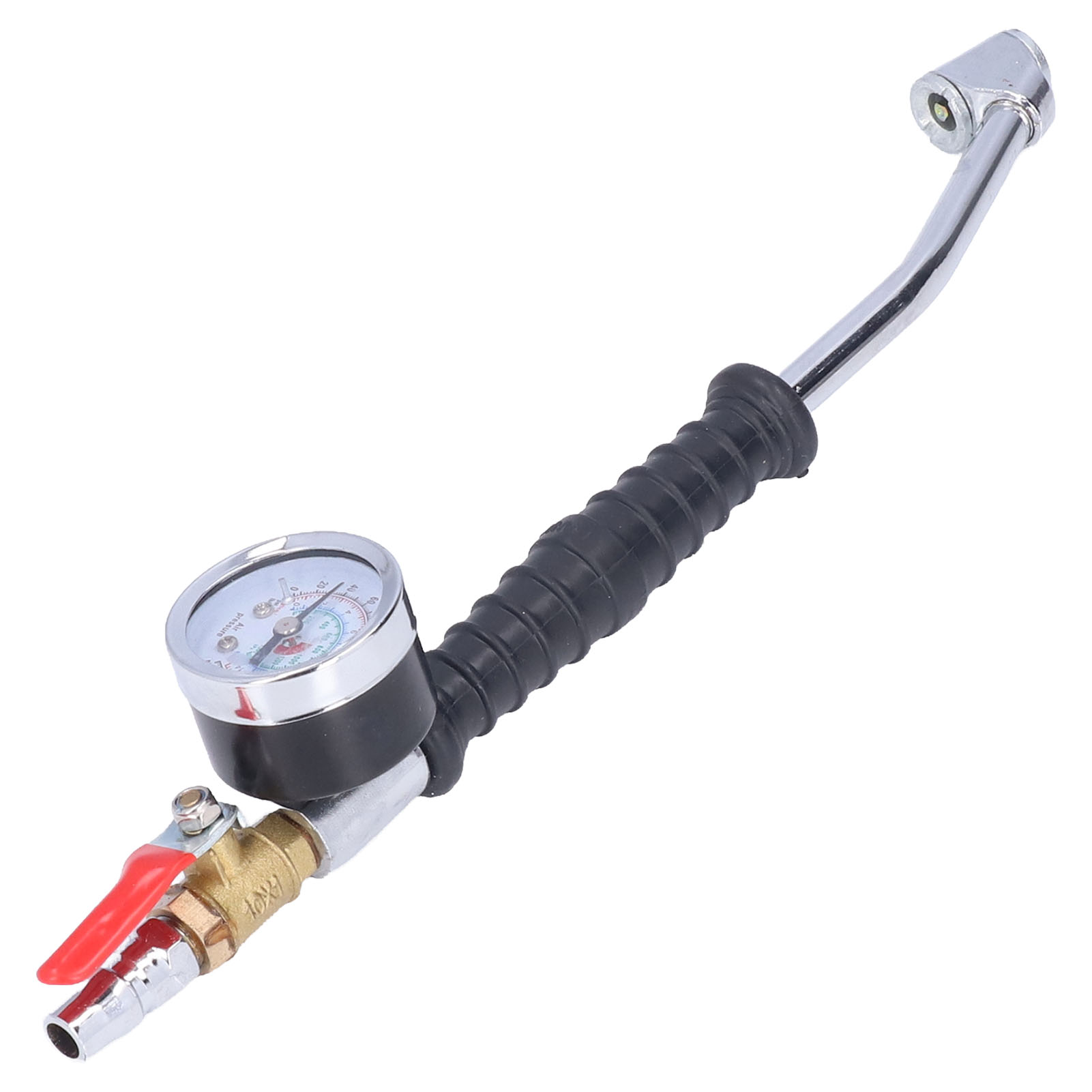 Tire Inflator With Pressure Gauge, 0-220psi Accurate Tires Inflators Head Large Dial Elbow Head  For Car For Motorcycle