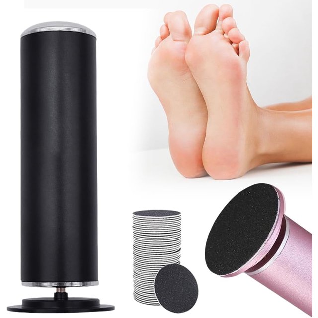 Dermave Éliminateur Électrique de Cal des Pieds, Éliminateur de Cal des Pieds Sans Douleur, Éliminateur de Cal des Pieds à Vitesse Réglable, Éliminateur de Cal des Pieds à Rotation 360 avec 60 Disques de Ponçage (Rose)