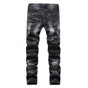 Ketyyh-chn99 Mens Jeans Skinny Stretch Men's Vintage Jeans Denim Fold Wash Work Frayed Trousers Basic Pants Size for 38,Black