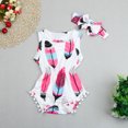 thumbnail image 2 of LSLJS Barboteuse Sans Manches à Plumes pour Bébés Filles + Bandeau Ensemble 2 Pcs 100, Baby Romper, 2 of 8