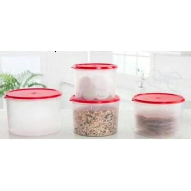 Tupperware Super Storer Set, 5Ltr, 3Ltr, 2.5Ltr + 2.5Ltr Free, Stackable, Flip Top, Dishwasher Safe Plastic Food Storage Containers