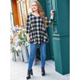 thumbnail image 3 of LARACE T-Shirts à Manches 3/4 pour Femmes Col Rond Crochet Amples Décontractés Chemises Blouses Hauts Kaki 1X, 3 of 5