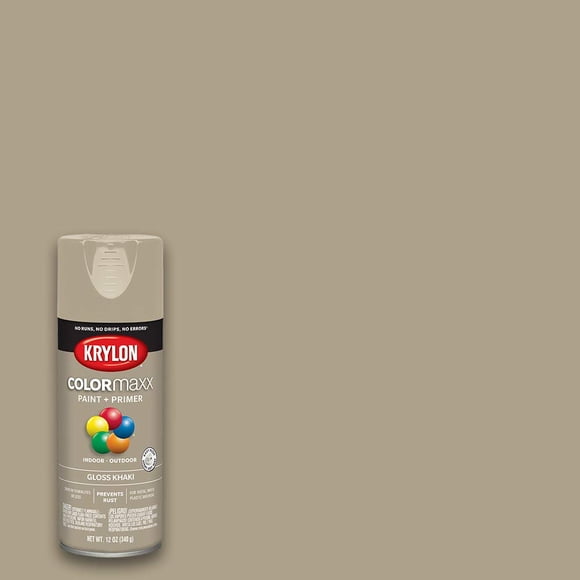 12 oz Krylon K05526007 Khaki COLORmaxx Paint & Primer Spray Paint, Gloss