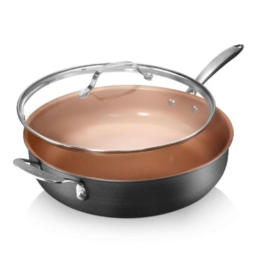 Gotham Steel Nonstick Frying Pan 5.5 Quart Cooking Skillet with Lid  Jumbo Cooker