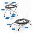 thumbnail image 3 of Foldable Toilet Chair, Stainless Steel Portable Toilet Chair with Non Slip Base, Multifunctional Commode Chair for Adults, for Travel, Camping, 3 of 7
