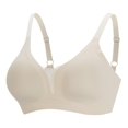 thumbnail image 3 of Plus Size Bras Front Closure Wireless Push Up Bra With Seamless Fixed Cup Queen Size Comfort Full Support Bra Beige S, 3 of 3