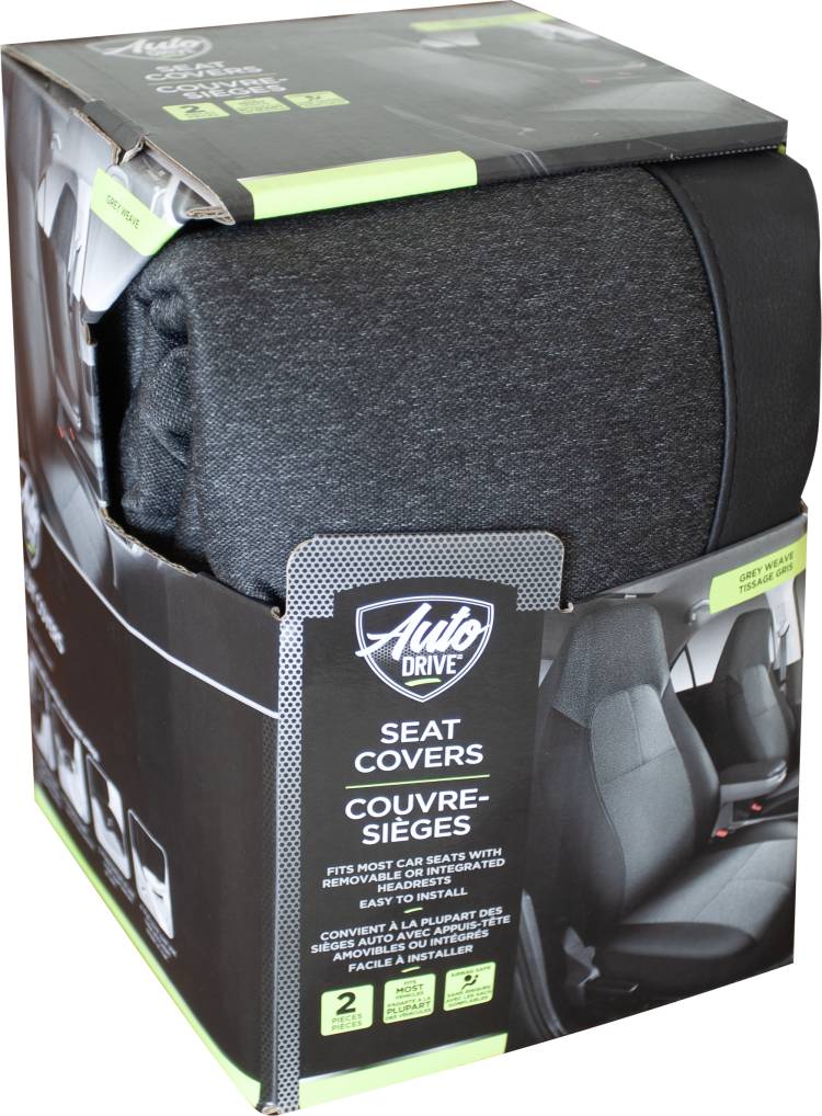 Auto Drive 2 Piece Electric Vehicle & Car Seat Cover Polyester Grey/black