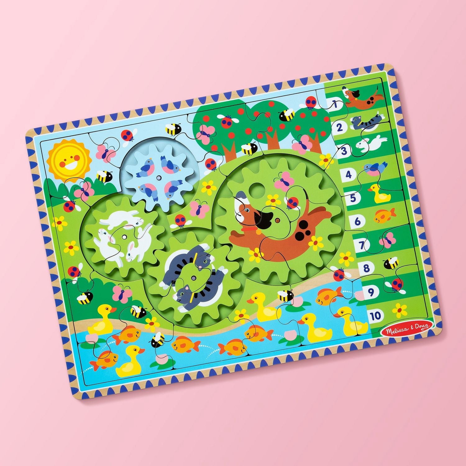 Melissa & Doug Puzzle en bois Animal Chase Spinning Gear - 24 pièces